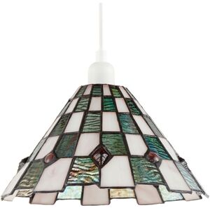 Happy Homewares Emerald Green & Opal White Tiffany Pendant Shade with Ruby Red Beads Emerald Happy Homewares Emerald Green & Opal White Tiffany Pendant Shade with Ruby Red Beads Emerald