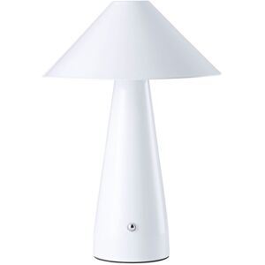 Happy Homewares Modern Rechargeable Touch Dimmable Table Lamp with Matching Wide Metal Shade in White White Happy Homewares Modern Rechargeable Touch Dimmable Table Lamp with Matching Wide Metal Shade in White White