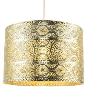 Happy Homewares Ornate Moroccan Designed Pendant Shade with Wavy Lines & Circles in Gold Gold Happy Homewares Ornate Moroccan Designed Pendant Shade with Wavy Lines & Circles in Gold Gold