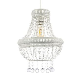 Happy Homewares Vintage & Ornate White Metal Pendant Light Shade with Clear Acrylic White Happy Homewares Vintage & Ornate White Metal Pendant Light Shade with Clear Acrylic White