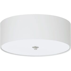 Loops Flush Ceiling Light Colour Satin Nickel Shade White Fabric Glass Bulb E27 3x60W in Metallics Metallics Loops Flush Ceiling Light Colour Satin Nickel Shade White Fabric Glass Bulb E27 3x60W in Metallics Metallics