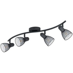 Loops Flush Ceiling 4 Spot Light Colour Black Wave Bracket Mesh Look Shade E14 4x40W Black Loops Flush Ceiling 4 Spot Light Colour Black Wave Bracket Mesh Look Shade E14 4x40W Black