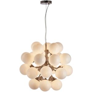 Satin Nickel Plate & Gloss White Glass 28 x 18W G9 Ceiling Pendant Light - Ceiling Pendant Light Satin Nickel Plate & Gloss White Glass 28 x 18W G9 Ceiling Pendant Light - Ceiling Pendant Light