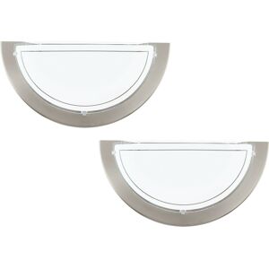 Loops 2 Pack Wall Light - Satin Nickel White Glass - E27 60W - Modern Interior Loops 2 Pack Wall Light - Satin Nickel White Glass - E27 60W - Modern Interior