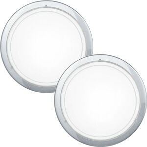 Loops 2 Pack Wall Ceiling Light Chrome Shade White Clear Glass E27 60W - Ceiling Light Loops 2 Pack Wall Ceiling Light Chrome Shade White Clear Glass E27 60W - Ceiling Light