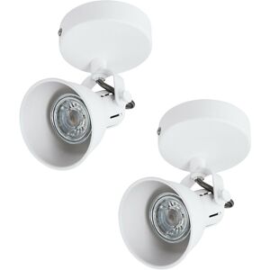 Loops 2 PACK Wall Spot Light White Steel Wall Plate & Lamp Shade GU10 3.3W Included White Loops 2 PACK Wall Spot Light White Steel Wall Plate & Lamp Shade GU10 3.3W Included White