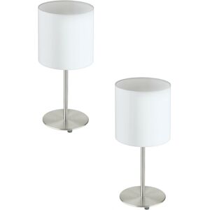 Loops 2 Pack Satin Nickel Steel Table Desk Lamp White Fabric E27 60W - Table Lamp Loops 2 Pack Satin Nickel Steel Table Desk Lamp White Fabric E27 60W - Table Lamp