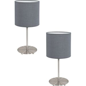 Satin Nickel Steel Grey Fabric 2 Pack Table Desk Lamp - Table Lamp Satin Nickel Steel Grey Fabric 2 Pack Table Desk Lamp - Table Lamp
