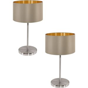 Satin Nickel Steel Taupe Gold Fabric 2-Pack Table Lamp - Table Lamp Satin Nickel Steel Taupe Gold Fabric 2-Pack Table Lamp - Table Lamp