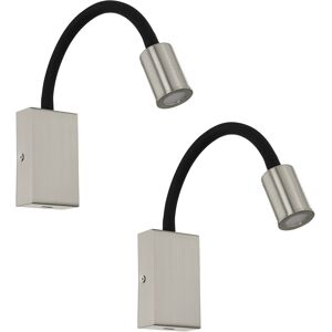 Loops 2 PACK Wall Light Colour Satin Nickel Black Steel & Plasic LED 3.5W Included in Metallics Metallics Loops 2 PACK Wall Light Colour Satin Nickel Black Steel & Plasic LED 3.5W Included in Metallics Metallics