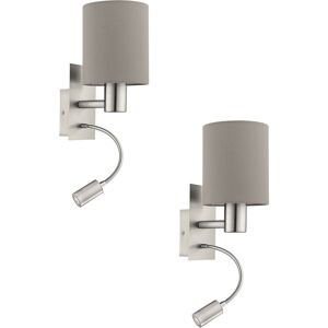 Satin Nickel Taupe Fabric Wall Light - Interior Modern 2 Pack Satin Nickel Taupe Fabric Wall Light - Interior Modern 2 Pack
