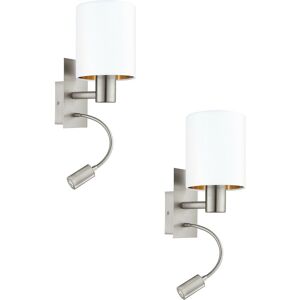 Loops 2 Pack Wall Light Satin Nickel Shade White Copper Fabric - Wall Light Loops 2 Pack Wall Light Satin Nickel Shade White Copper Fabric - Wall Light