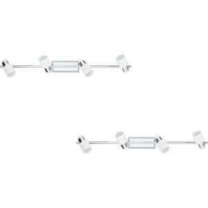 Loops 2 Pack Wall Light Chrome GU10 4 Spots White Steel - Wall Light Loops 2 Pack Wall Light Chrome GU10 4 Spots White Steel - Wall Light