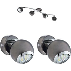 Loops Quad Ceiling Spot Light & 2x Matching Wall Lights Black Nickel Adjustable Shade in Metallics Metallics Loops Quad Ceiling Spot Light & 2x Matching Wall Lights Black Nickel Adjustable Shade in Metallics Metallics