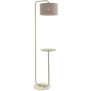 Loops Satin Champagne Floor Lamp & Side Table - 1750mm Height - 38cm Grey Fabric Shade Loops Satin Champagne Floor Lamp & Side Table - 1750mm Height - 38cm Grey Fabric Shade