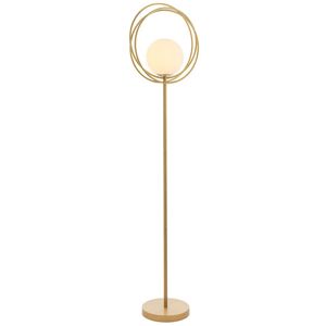 Loops 1556mm Brushed Gold Floor Lamp with Glass Sphere - Floor Lamp Loops 1556mm Brushed Gold Floor Lamp with Glass Sphere - Floor Lamp