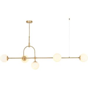 Loops Antique Brass Linear Ceiling Pendant Light - Opal Glass Shade - Adjustable Stem - Ceiling Pendant Light Loops Antique Brass Linear Ceiling Pendant Light - Opal Glass Shade - Adjustable Stem - Ceiling Pendant Light