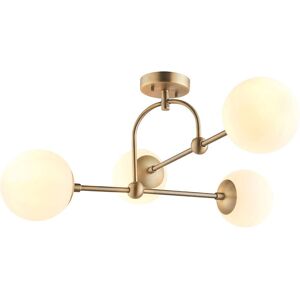 Loops Antique Brass Multi Arm Ceiling Light - Opal Glass Shade - 4 Bulb - Indoor Loops Antique Brass Multi Arm Ceiling Light - Opal Glass Shade - 4 Bulb - Indoor