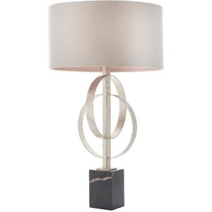 Loops Antique Silver Table Lamp & Mink Satin Shade - Black Marble Base Desk Light Loops Antique Silver Table Lamp & Mink Satin Shade - Black Marble Base Desk Light