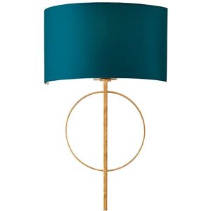Loops Antique Gold Leaf Wall Light & Teal Satin Half Shade Dimmable LED Filament Lamp Multicolor Loops Antique Gold Leaf Wall Light & Teal Satin Half Shade Dimmable LED Filament Lamp Multicolor