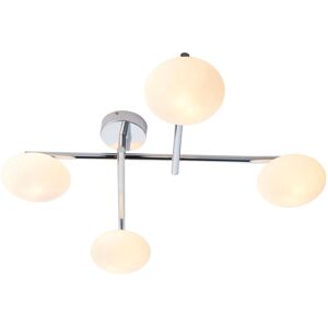Loops Polished Chrome Semi Flush Bathroom Ceiling Light - Opal Glass Shade Loops Polished Chrome Semi Flush Bathroom Ceiling Light - Opal Glass Shade