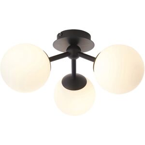 Black White Glass Bathroom Ceiling Light - 3 Lamp Semi Flush - IP44 Black White Glass Bathroom Ceiling Light - 3 Lamp Semi Flush - IP44