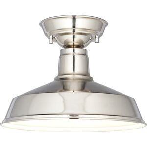 Bright Nickel Ceiling Light Fitting - Gloss White Shade - Semi Flush Light Bright Nickel Ceiling Light Fitting - Gloss White Shade - Semi Flush Light