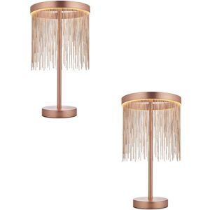 Loops 2 PACK Brushed Copper Table Lamp & Waterfall Chain Shade - Integrated LED Module Copper Loops 2 PACK Brushed Copper Table Lamp & Waterfall Chain Shade - Integrated LED Module Copper