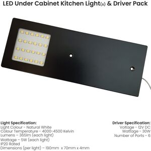 Loops 6x MATT BLACK Ultra-Slim Rectangle Under Cabinet Kitchen Light & Driver Kit - Natural White LED Black Loops 6x MATT BLACK Ultra-Slim Rectangle Under Cabinet Kitchen Light & Driver Kit - Natural White LED Black