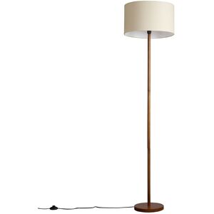 ValueLights Heather Dark Wood Floor Lamp with Fabric Drum Shade & LED Bulb in White White ValueLights Heather Dark Wood Floor Lamp with Fabric Drum Shade & LED Bulb in White White