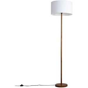 ValueLights Heather Dark Wood Floor Lamp with Fabric Drum Shade & LED Bulb in Natural Natural ValueLights Heather Dark Wood Floor Lamp with Fabric Drum Shade & LED Bulb in Natural Natural