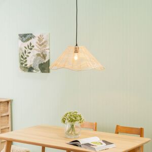 ValueLights Harlow Natural Wavy Rattan Pendant Ceiling Lamp Light Shade & 4w LED Natural ValueLights Harlow Natural Wavy Rattan Pendant Ceiling Lamp Light Shade & 4w LED Natural