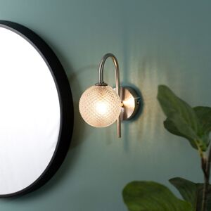 ValueLights Elle Brushed Chrome IP44 Bathroom Single Glass Shade Wall Light with LED Bulb in Silver Silver ValueLights Elle Brushed Chrome IP44 Bathroom Single Glass Shade Wall Light with LED Bulb in Silver Silver