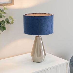 ValueLights Jax Brushed Chrome Dimmable Touch Table Lamp with Velvet Drum Shade in Silver Silver ValueLights Jax Brushed Chrome Dimmable Touch Table Lamp with Velvet Drum Shade in Silver Silver