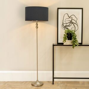 ValueLights Maggie Brushed Chrome Silver Floor Lamp with Fabric Lamp Shade in Charcoal Charcoal ValueLights Maggie Brushed Chrome Silver Floor Lamp with Fabric Lamp Shade in Charcoal Charcoal