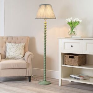 ValueLights Bobbins Sage Green Floor Lamp with Tapered Fabric Pleated Shade & LED Bulb in Pale Blue Pale Blue ValueLights Bobbins Sage Green Floor Lamp with Tapered Fabric Pleated Shade & LED Bulb in Pale Blue Pale Blue