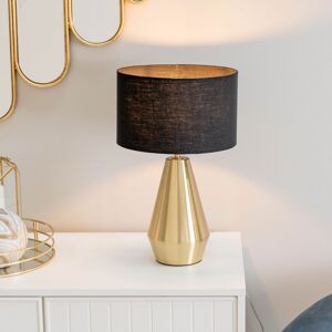 ValueLights Jax Antique Brass Dimmable Touch Table Lamp with Fabric Drum Shade with LED Bulb in Black Black ValueLights Jax Antique Brass Dimmable Touch Table Lamp with Fabric Drum Shade with LED Bulb in Black Black