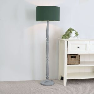ValueLights Victoria Grey Wood Traditional Stem Floor Lamp with Fabric Drum Shade & LED Bulb in Green Green ValueLights Victoria Grey Wood Traditional Stem Floor Lamp with Fabric Drum Shade & LED Bulb in Green Green