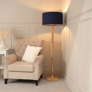 ValueLights Victoria Light Wood Traditional Floor Lamp with Fabric Drum Shade & LED Bulb in Navy Navy ValueLights Victoria Light Wood Traditional Floor Lamp with Fabric Drum Shade & LED Bulb in Navy Navy