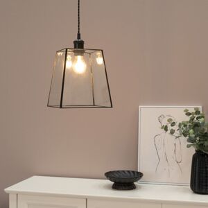 ValueLights Susie Pair of Glass Pendant Lantern Case Easy Fit Lamp Shade with LED Bulbs in Black Black ValueLights Susie Pair of Glass Pendant Lantern Case Easy Fit Lamp Shade with LED Bulbs in Black Black
