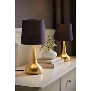 ValueLights Teardrop Pair Fabric Shades Brushed Gold Touch Table Lamps with Bulbs in Navy Navy ValueLights Teardrop Pair Fabric Shades Brushed Gold Touch Table Lamps with Bulbs in Navy Navy