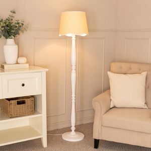 ValueLights Victoria White Wood Candlestick Floor Lamp with Linen Scallop Trim Tapered Shade White ValueLights Victoria White Wood Candlestick Floor Lamp with Linen Scallop Trim Tapered Shade White