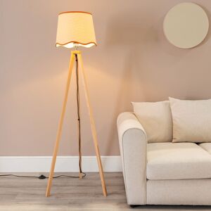 ValueLights Barbro Light Wood Tripod Floor Lamp with Natural Linen Scallop Edge Shade in Burnt Orange Burnt Orange ValueLights Barbro Light Wood Tripod Floor Lamp with Natural Linen Scallop Edge Shade in Burnt Orange Burnt Orange