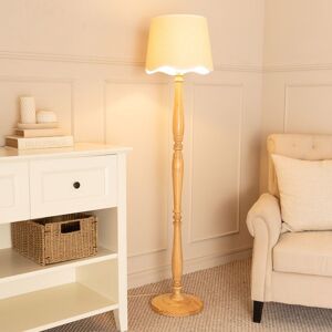 ValueLights Victoria Light Wood Floor Lamp with Linen Scallop Trim Tapered Shade & Bulb in White White ValueLights Victoria Light Wood Floor Lamp with Linen Scallop Trim Tapered Shade & Bulb in White White