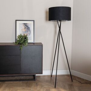 ValueLights Camden Black Metal Tripod Floor Lamp with Black & Chrome Lamp Shade Black ValueLights Camden Black Metal Tripod Floor Lamp with Black & Chrome Lamp Shade Black