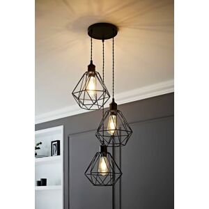 ValueLights Diablo Geometric Shade 3 Drop Cluster Matte Black Ceiling Pendant Light Black ValueLights Diablo Geometric Shade 3 Drop Cluster Matte Black Ceiling Pendant Light Black