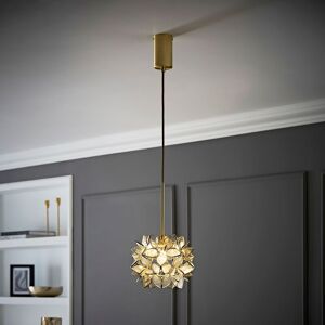 ValueLights Reine Glass Flower Shade Brushed Gold Thread Ceiling Pendant Light in Clear Clear ValueLights Reine Glass Flower Shade Brushed Gold Thread Ceiling Pendant Light in Clear Clear