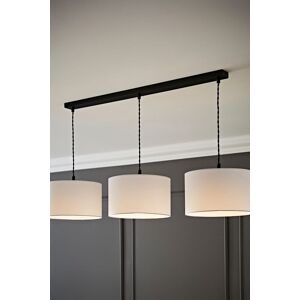 ValueLights Reni Fabric Drum Shade 3 Drop Bar Matte Black Diner Ceiling Pendant Light in White White ValueLights Reni Fabric Drum Shade 3 Drop Bar Matte Black Diner Ceiling Pendant Light in White White