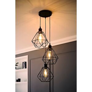 ValueLights Diablo Geometric 3 Drop Cluster Matte Black Ceiling Pendant Light with Bulbs Black ValueLights Diablo Geometric 3 Drop Cluster Matte Black Ceiling Pendant Light with Bulbs Black