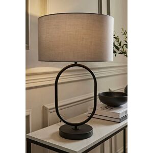 ValueLights Antonia Fabric Drum Lamp Shade Matte Black Oval Table Lamp in Grey Grey ValueLights Antonia Fabric Drum Lamp Shade Matte Black Oval Table Lamp in Grey Grey